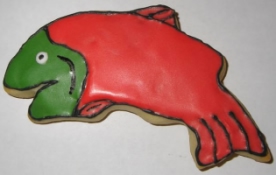 Fish shaped cookie with frosting